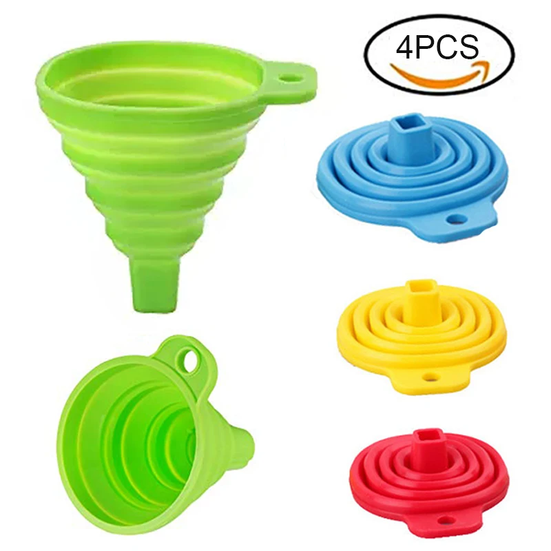 

4Pcs/Set Multi-function Collapsible Silicone Funnel for Diamond Painting Accessories Rhinestones Container Tools Orangizer