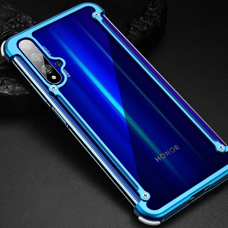 Oatsbasf чехол для Honor 20 Pro Роскошный тонкий алюминиевый металлический бампер чехол для huawei Honor 20 20 Pro противоударный чехол - Цвет: Синий