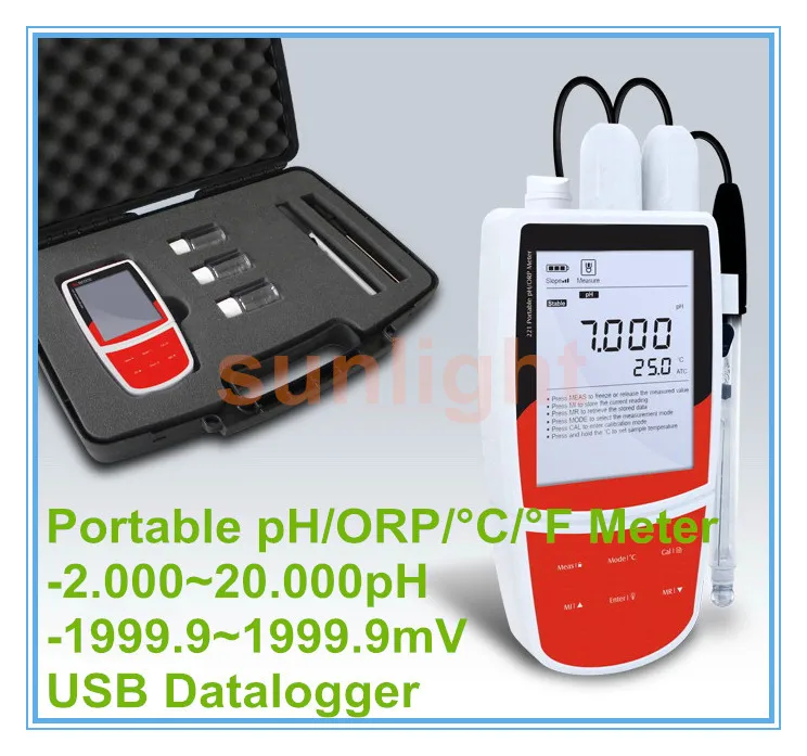 Портативный pH/ORP/температура 3 в 1 метр USB Datalogger поставляется с калибровочным
