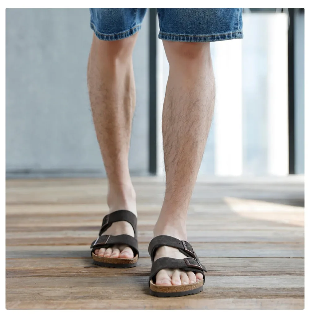 Xiaomi youpin Aishoes/мужские летние Красивые пробковые сандалии из мягкой воловьей кожи; пляжные сандалии; модные повседневные Нескользящие пробковые тапочки