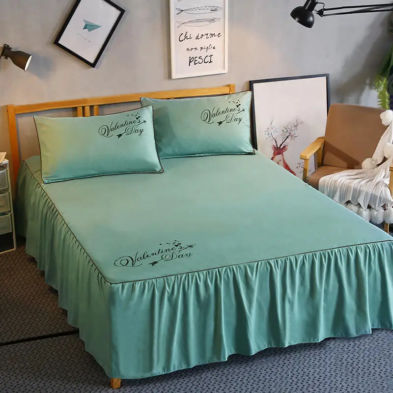 080H Polyester/cotton Bed Skirts Mattress Protector Solid Bed Sheets Bedspread Bedding Set Covers Fitted Sheet Bedsheet Wedding Gift - Цвет: 080H