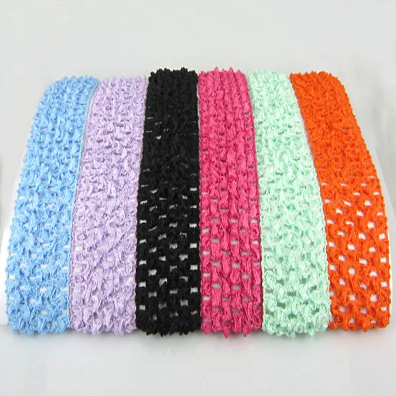 

6pcs 1.5" Mixed baby crochet elastic headband crochet hair lace bands children hair accessories 4.0cm