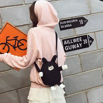 

Maison Fabre 2019 Fashion Girls Solid Color Cute Canvas Cute Cartoon Pig Shoulder Messenger Bags women bag crossbody panelled 7#