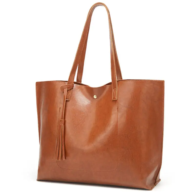 

Large Capacity Causal Shoulder Bags for Women PU Leather Fringe Purse Handbags Retro Tassel Shopper Tote Women Messenger Bags