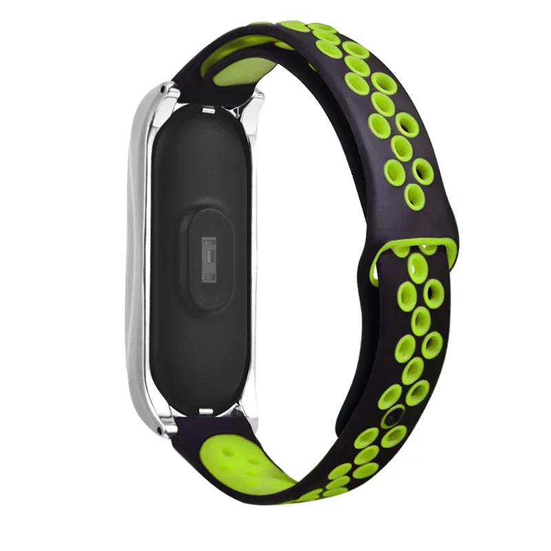 Силиконовый ремешок с металлическим чехлом для Xiaomi Mi Band 3/4@ JH