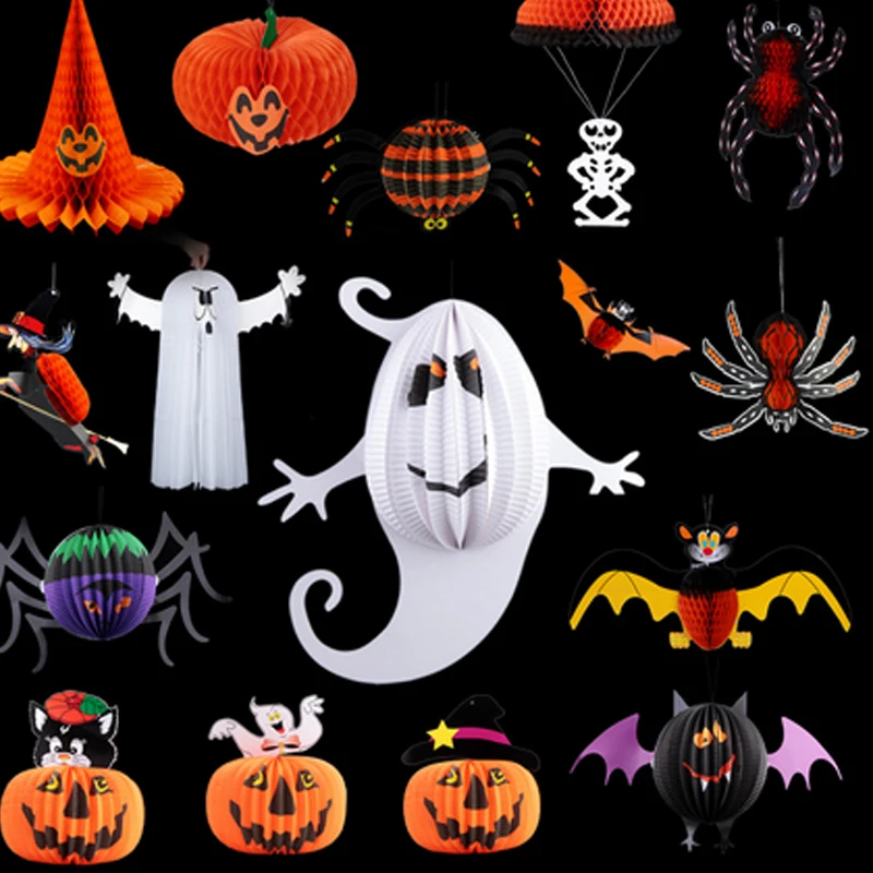 aliexpresscom buy halloween bar decoration props skeleton ghost witch spider parachute charm pumpkin lantern charms halloween decorations hw046 from
