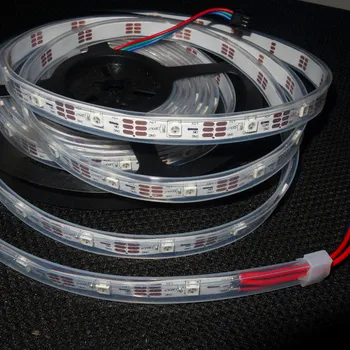

5m 30LEDs/m DC5V addressable WS2812B led pixel strip,waterproof in silicon tube,30pcs WS2812B/M with 30pixels;WHITE PCB