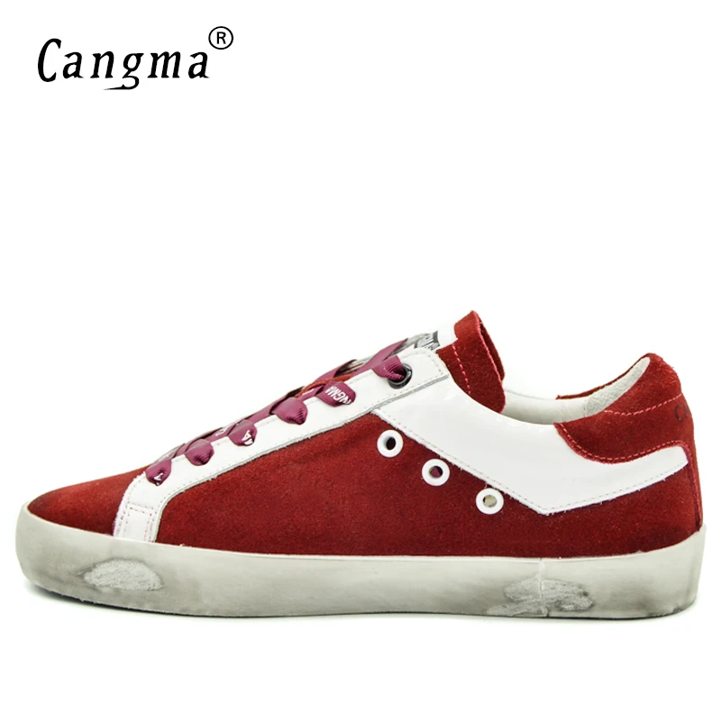 CANGMA/итальянские брендовые кроссовки; мужская повседневная обувь; сезон осень; красная обувь ручной работы из коровьей замши в винтажном стиле; Мужская обувь для отдыха; zapatos hombre; большие размеры