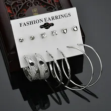 Набор сережек, модные серьги, набор колец для ушей, 6 комплектов, серьги в виде больших кругов, Pendientes Mujer Moda