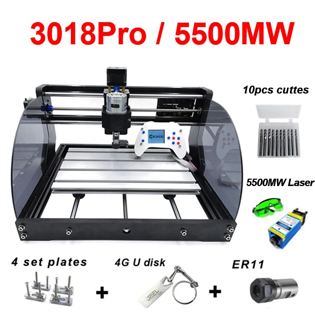 CNC 3018pro Max 500 МВт 2500 мвт 5500 МВт 15 Вт Лазерный маршрутизатор ENGRAVER CNC машина GRBL1.1 ER11 DIY 15000 мВт лазерная гравировальная машина - Цвет: 5500mW