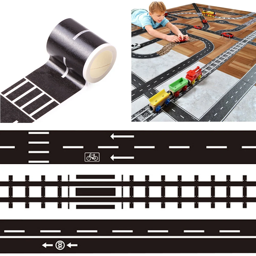 Клейкая лента для железной дороги, дороги, широкая творческая клейкая лента для дорожного движения, клейкая лента для дороги, для детей, сделай сам, игрушка для игры в автомобиль