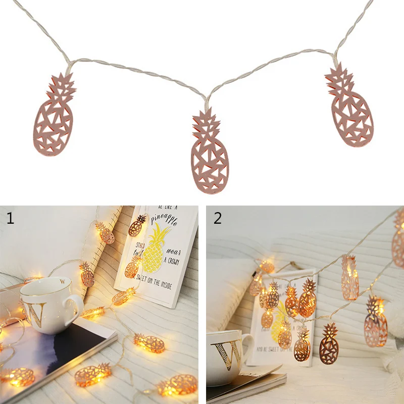 Us 3 39 24 Off 10 Led Rose Gold Light Pineapple Lantern String Lights Hoiliday Light For Bedroom Battery Powered In Lighting Strings From Lights