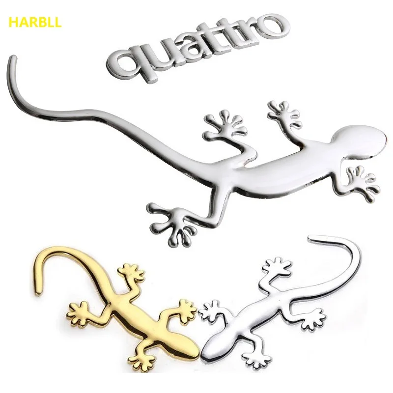 

Chrome 3D Metal Silver Lizard Gecko Badge Trunk Sticker For Audi Quattro A3 A4 A5 TT Q3 Q5 TT A6 RS Emblem Sticker Car Styling