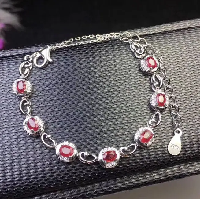 Natural ruby bracelet Free shipping Natural real ruby 925 sterling