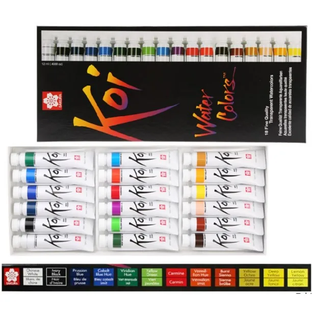  SAKURA Koi Watercolor Sets - Fine Quality Watercolor Paint Set  - 12 Colors - 12 ml Tubes