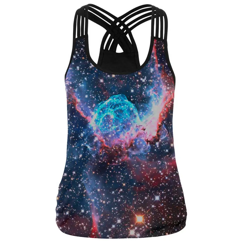 

3D Galaxy Printed Women Top Fitness Camisole Tank Tops Sleeveless T Shirts Tees Sexy Gymnasium Joggings Clothing Sportswear