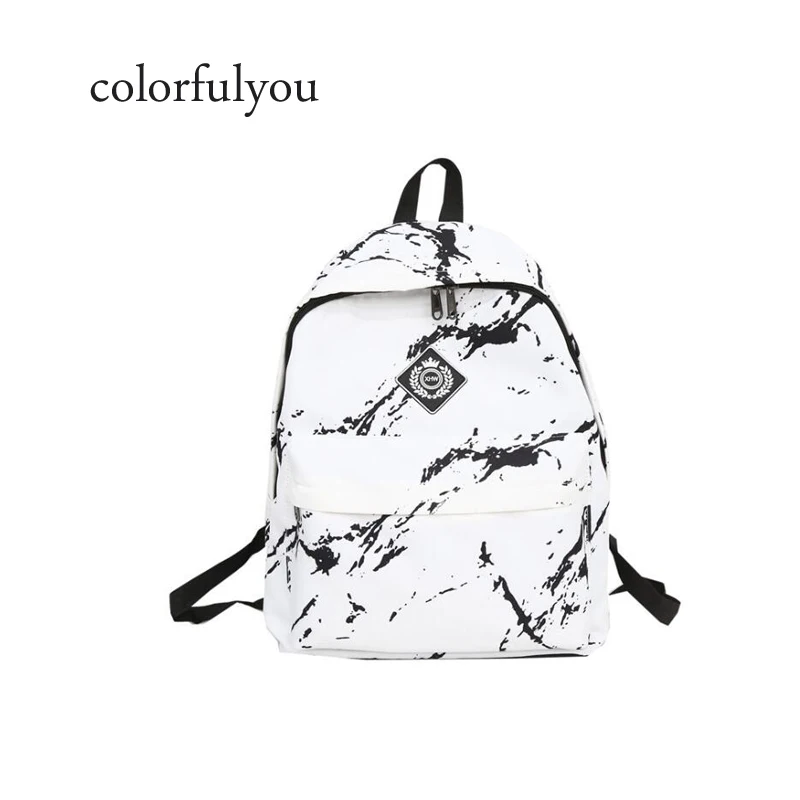 

Women Backpack 2019 New Fashion Marble Pattern Travel School Bag College Student Large Capacity Canvas Backpack For Girl Mochila