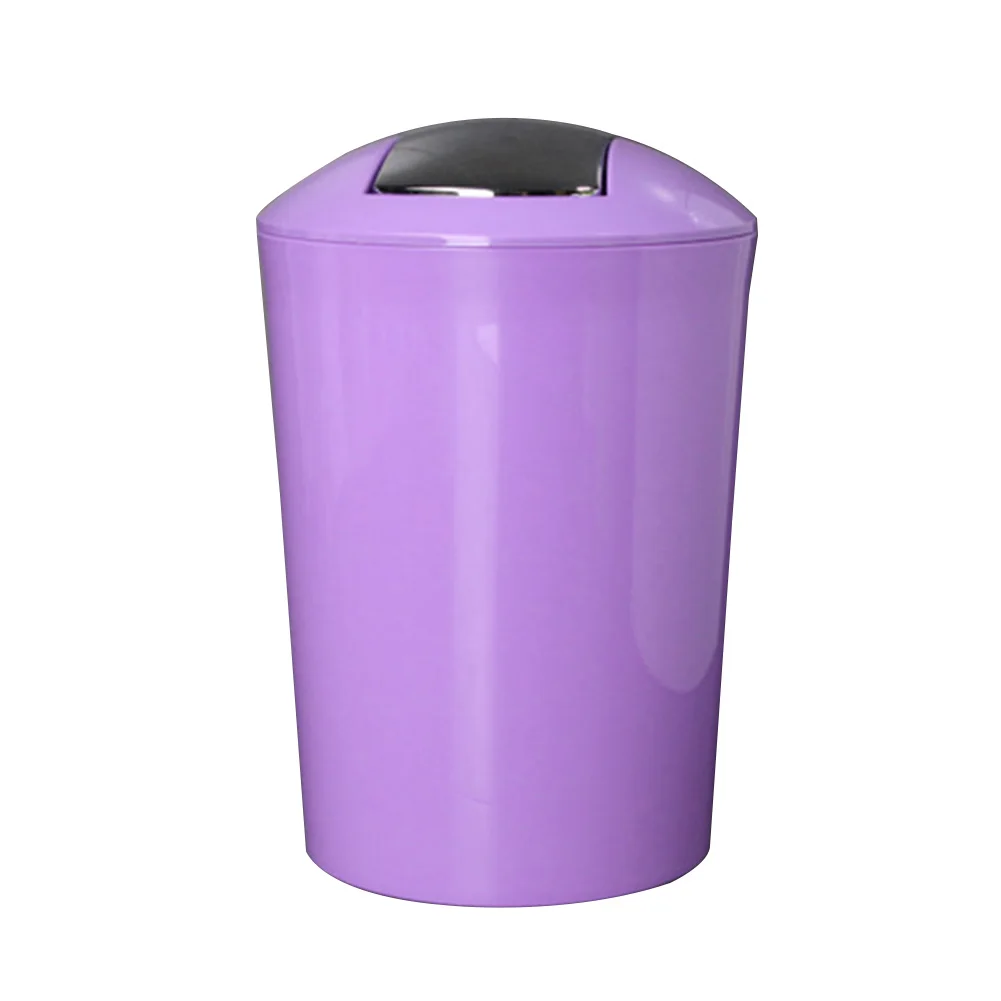 purple Круглый контейнер для мусора с защитой от отпечатков пальцев пластмассовый контейнер для мусора гостиная кухня ванная комната P7Ding - Цвет: purple