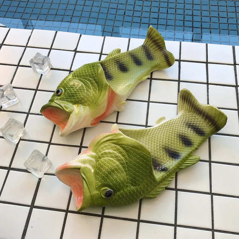 

Creative Fish-shaped Slippers Summer Outdoor Men And Women Shoes Word Drag Beach Slippers Fashion Design Fish Slippers For Male