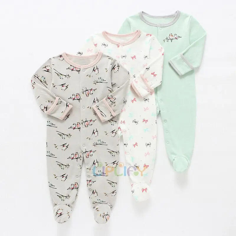 3Pcs/Pack Baby Cotton Clothes Set Newborn Rompers Infant Long Sleeve cartoon Jumpsuit Baby Boys Girls Sleepsuit 0-12Months