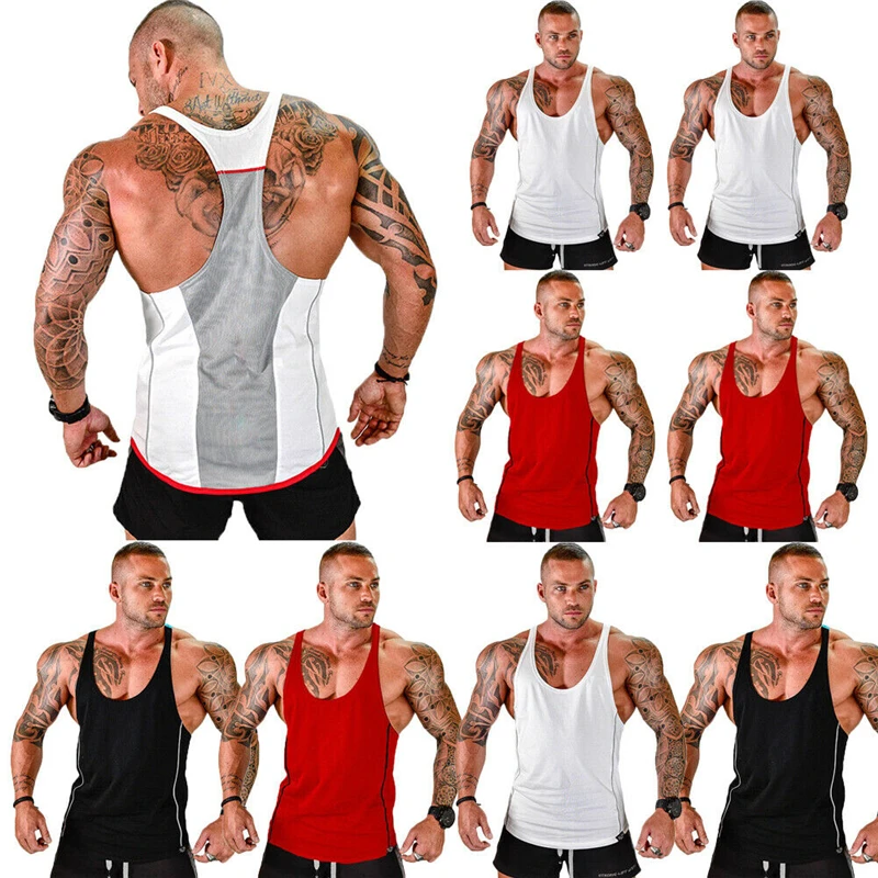 Mens No Pain No Gain Beast Workout Y Back Stringer Tank Top S-2XL