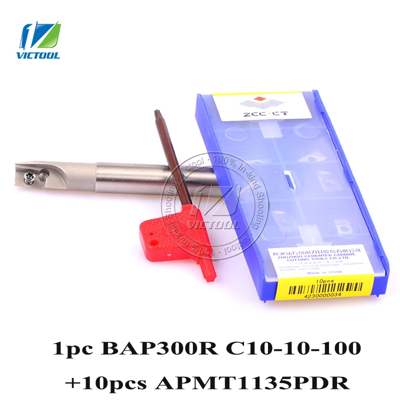 BAP 300R *C10-10-100 with 10pcs APMT1135PDR inserts Milling tool head face mill for cnc milling machine for insert APMT1135 PDR BAP 300R *C10-10-100 with 10pcs APMT1135PDR inserts Milling tool head face mill for cnc milling machine for insert APMT1135 PDR