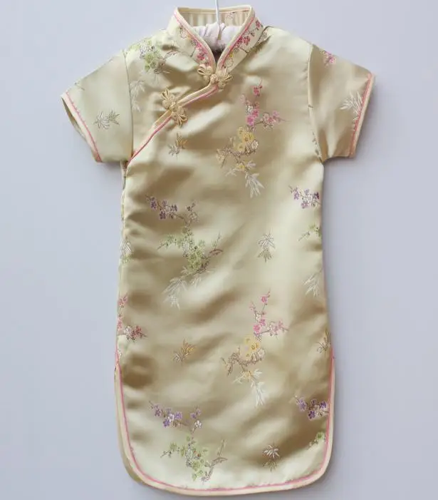 Розовое платье с пионами для маленьких девочек милые цельнокроеные платья для маленьких детей подарок на день рождения китайская детская юбка-американка, Chipao - Цвет: H