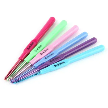 

6pcs Multicolor Knitting Needles colorful Plastic Handle Aluminum Crochet Hooks Template Knit Needles Weave DIY Crafts
