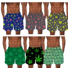INSTANTARTS Tropical Hemp Weed Leaves/Maple Leaf Pattern Man's Swimming Trunks Beach Board Shorts Quick Dry Sports Swim Suits