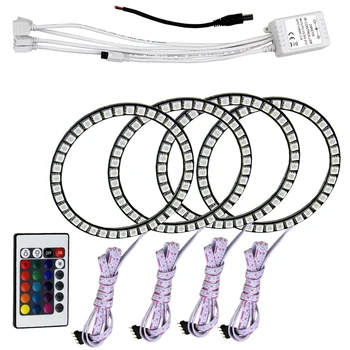 

Free shipping 4pcs Multi-Color 5050 RGB Flash 39 SMD LED Angel Eyes Headlight with Halo Ring Remote Control 100MM Hot Selling