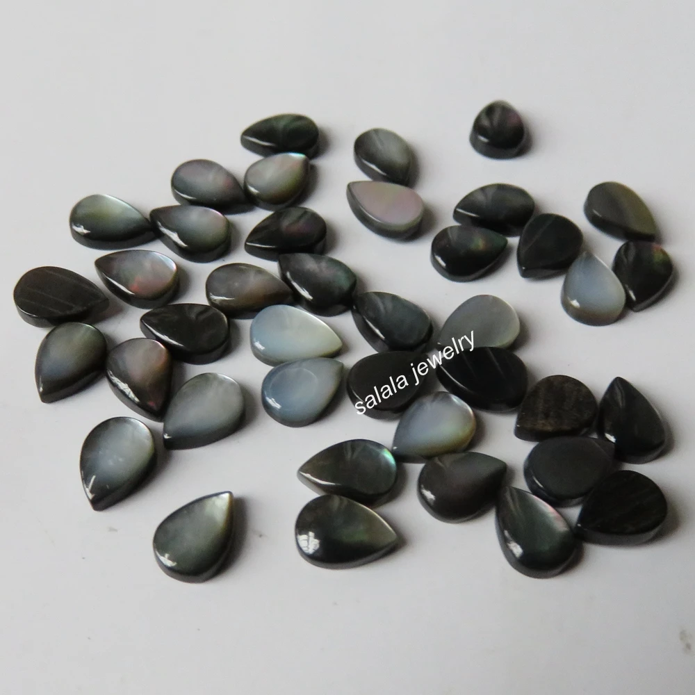 

300pcs/lot 5x7MM Pear Cabochon Mother Pearl Shell Natural Pear Black Mother of Pearl Shell MOP for DIY jewelry
