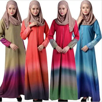 

Bubble Tea New Muslim Dress Women Middle East Islamic Abayas Clothing Malaysia Rainbow Gradient Robe Arab Cocktail Dresses Hot