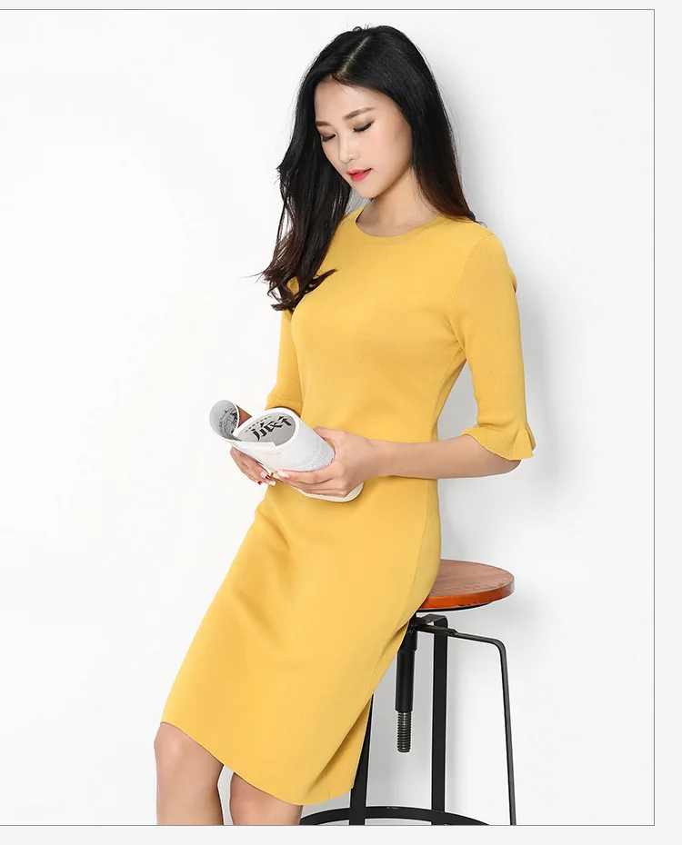 KMETRAM женское желтое летнее платье весна Элегантная для работы в офисе Vestidos гофрированное Повседневное платье короткий Zomerjurken Dames MY112