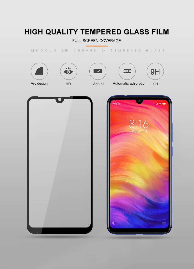 Mocolo закаленное стекло для xiaomi Redmi Note 7 Защита экрана полное покрытие 9H стеклянная пленка для xiomi Redmi Note7 глобальная передняя крышка