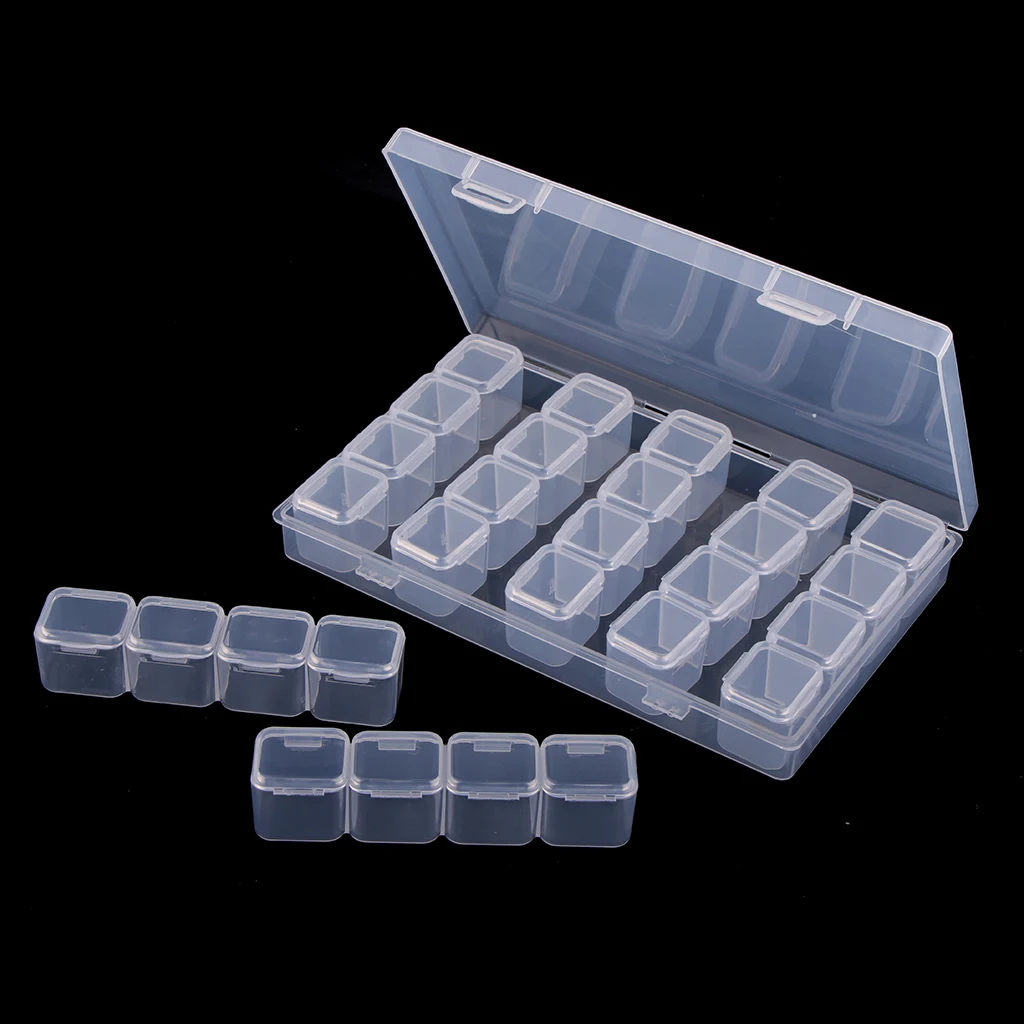 

28 Slots Clear Plastic Storage Container Jar Organizer Box with Lid for Beads Crafts Other Small Items Jewelry Findings