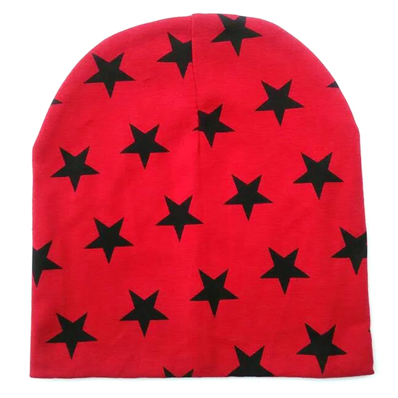 Модная детская шапка со звездами; сезон весна-осень; детская шапка; хлопковый шарф; шапка для маленьких девочек; хлопковая шапочка для мальчиков; шарфы; Chapeau des enfants - Цвет: Red kids baby cap