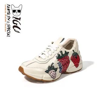

IGU Running Shoes Women Casual Sneakers 2019 Women Shoes Genuine Leather Printing Thick Bottom Females Shoes Stylish Breathable