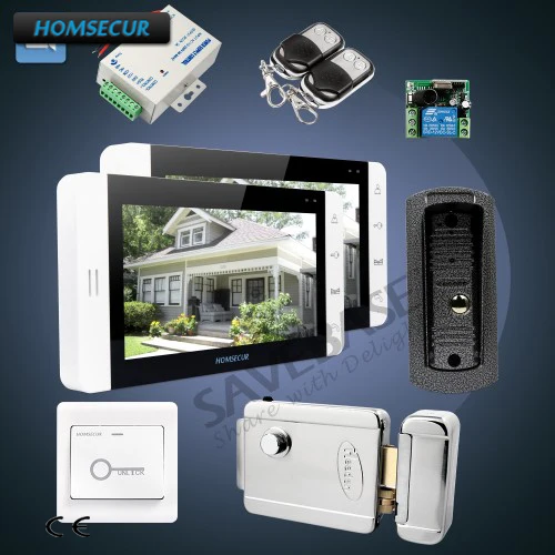 

HOMSECUR 1C2M 7" Wired Hands-free Video Door Phone Intercom System with White Monitor + One Button Unlock