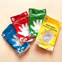 Бытовой цвет мешок одноразовые перчатки pe перчатки съедобные пластиковые перчатки медицинские перчатки 2 usd/100 шт