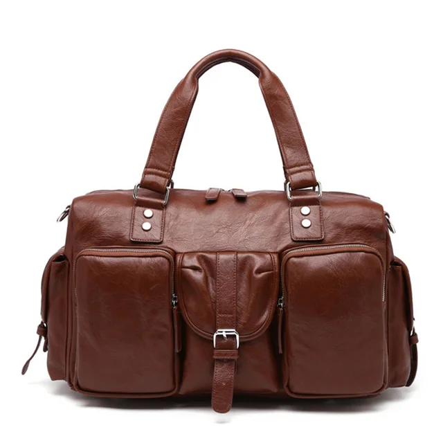 New Trend Mens PU Leather Sports Bag Outdoor Gym Large capacity Sport