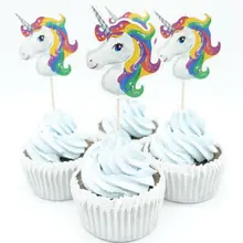 24 шт. единорог лошадь украшение для кекса Свадьба для украшения детского душа день рождения принадлежности украшения для выпечки, торта