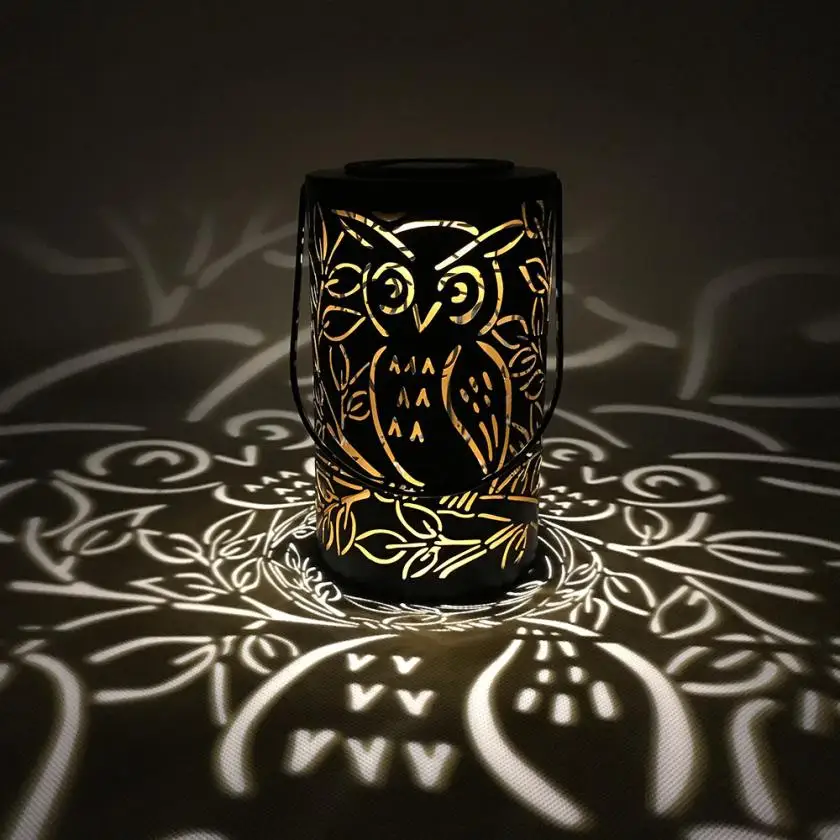 

Creative Owl Picture Festival Lantern Solar Garden Light Waterproof Party Decor Wind Lamp Night Lamp Home Yard Lawn Light #M