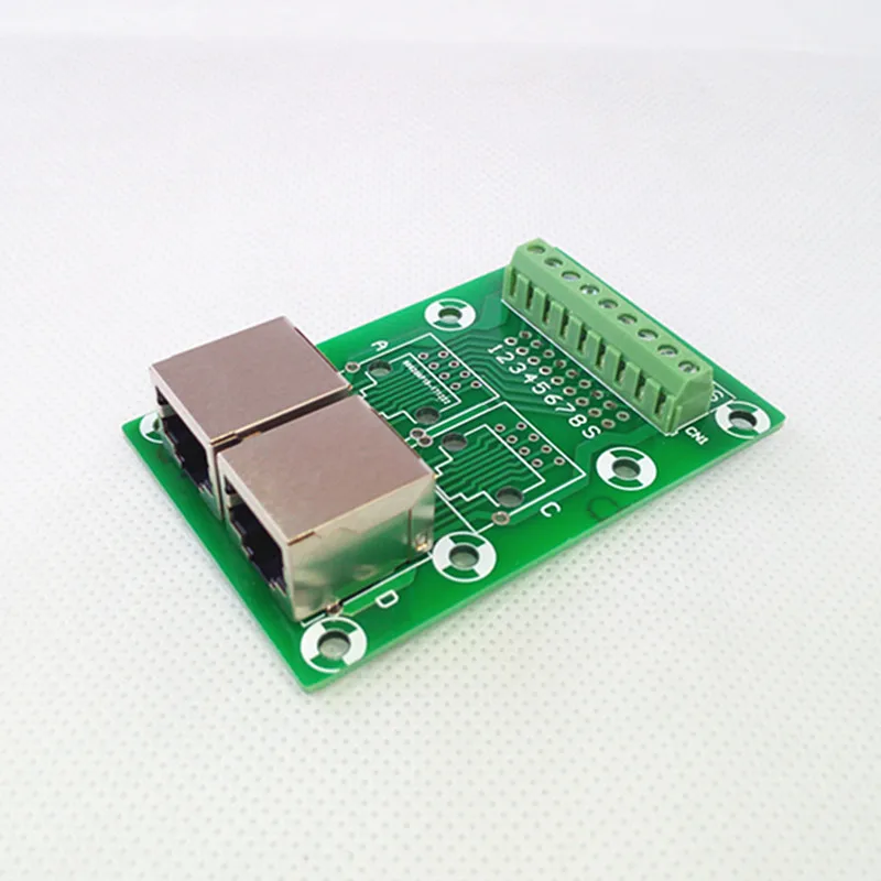 

RJ45 8P8C Right Angle Jack2-Way Buss Breakout Board,Terminal Block, Connector.