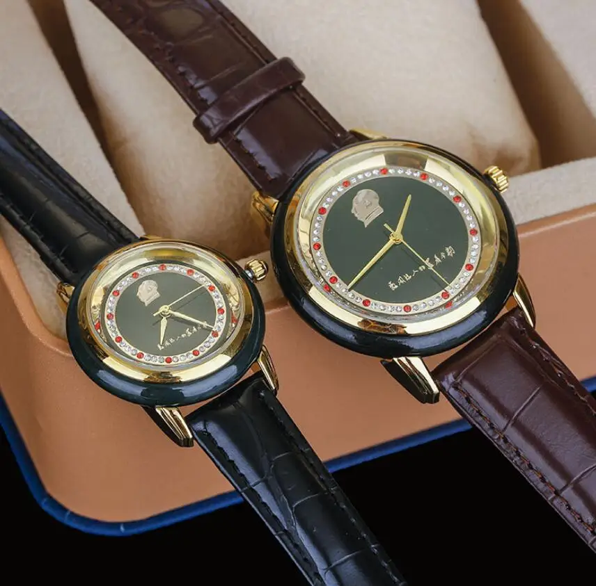 

Fashion hetian jade leather strap quartz watch