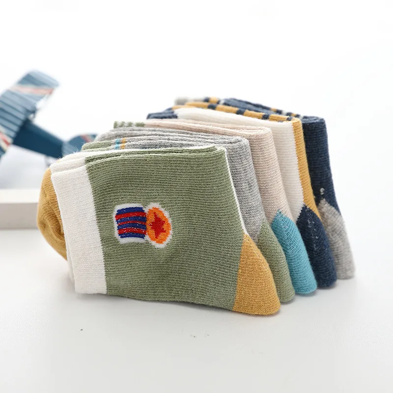 New Spring Autumn Children Socks Hot Cotton Stripe Boys Socks 3-15 Year Kids socks For Girls 5 Pairs / lot