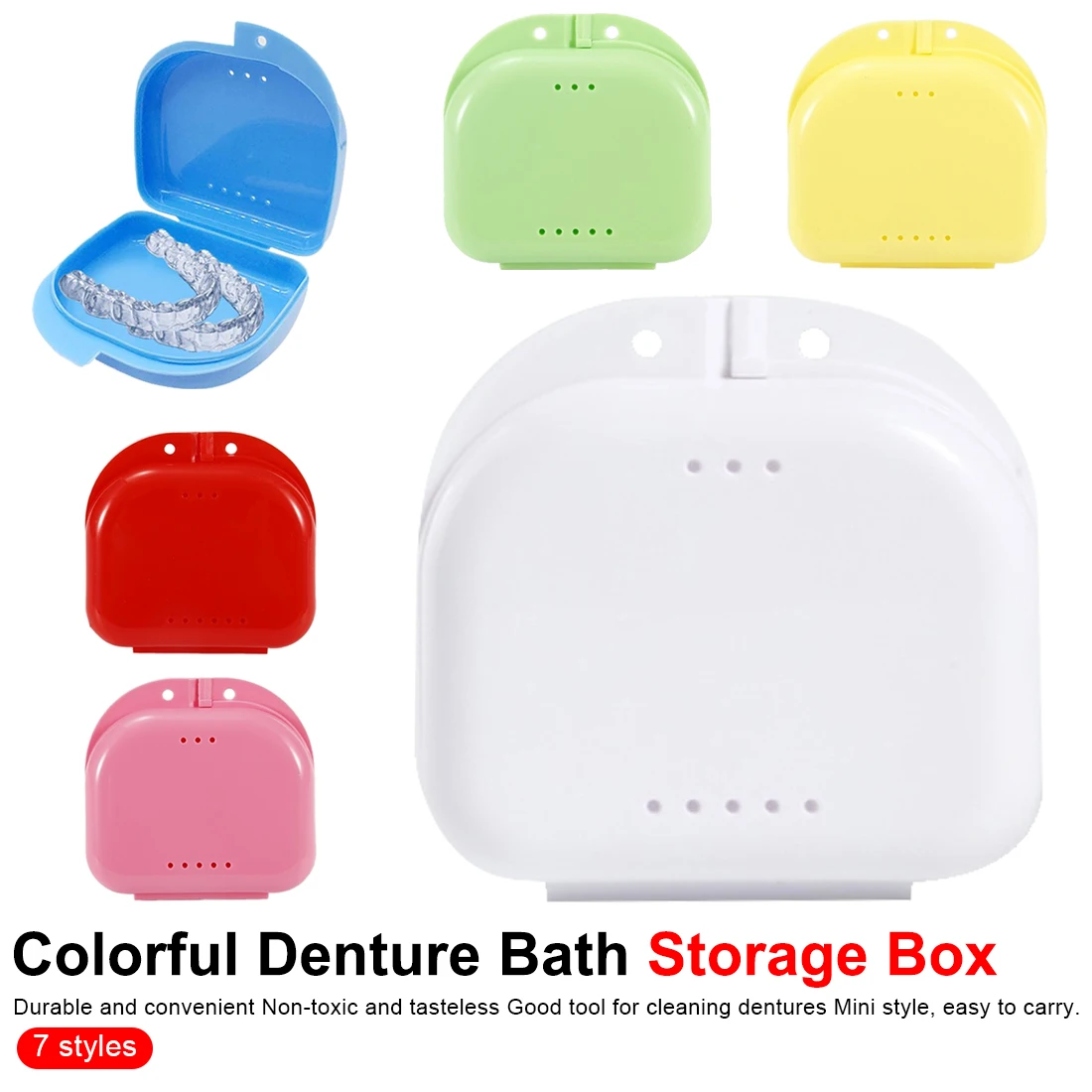 

Dentures Cleaner Tool 1pcs 7 Colors Denture Bath Storage Box Case Dental False Teeth Appliance Container Storage Boxes
