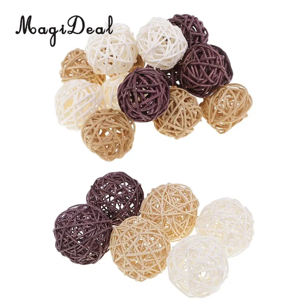 21pcs mixed sizes Wicker Rattan Balls, Christmas/Birthday&Home Wedding Party Decorations DIY Ornaments Rattan Ball Kids Toys