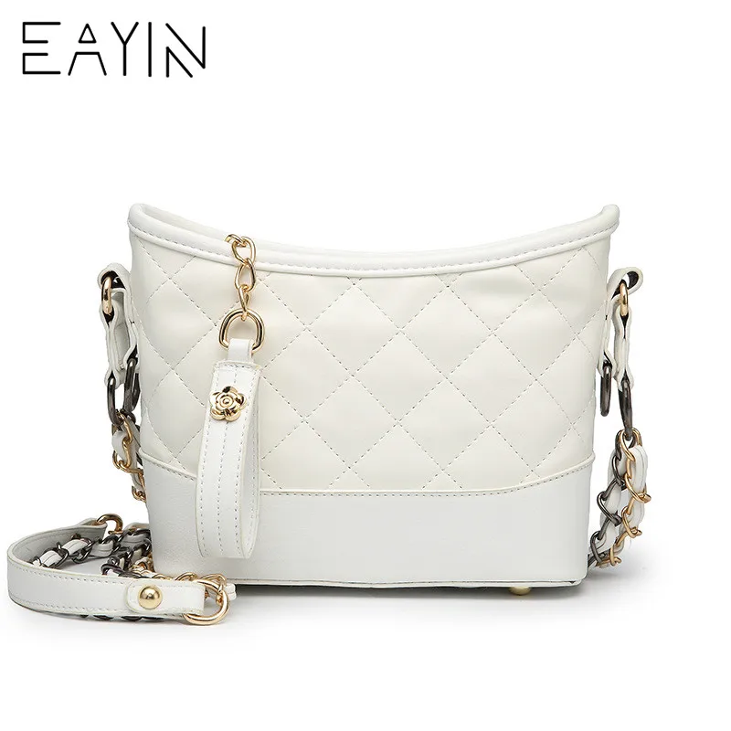 Trendy Messaggero Donne Marca Signore Lembo Sacchetto Reticolo Tracolla Diamante Del A Nappa And white Black Eayin Shopping black White Con Cuoio Catena Di Piccolo Delle Borsa aIwqndY
