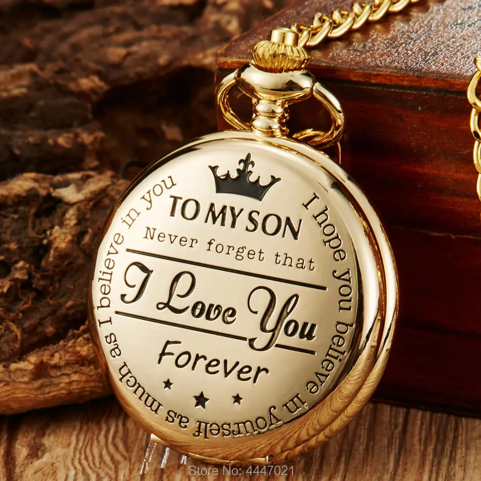

Pocket Watch To My Son I Love You Gift to Son from Father Mother Birthday Gift Boys Fob Watches Chain Birthday Graduation Gift