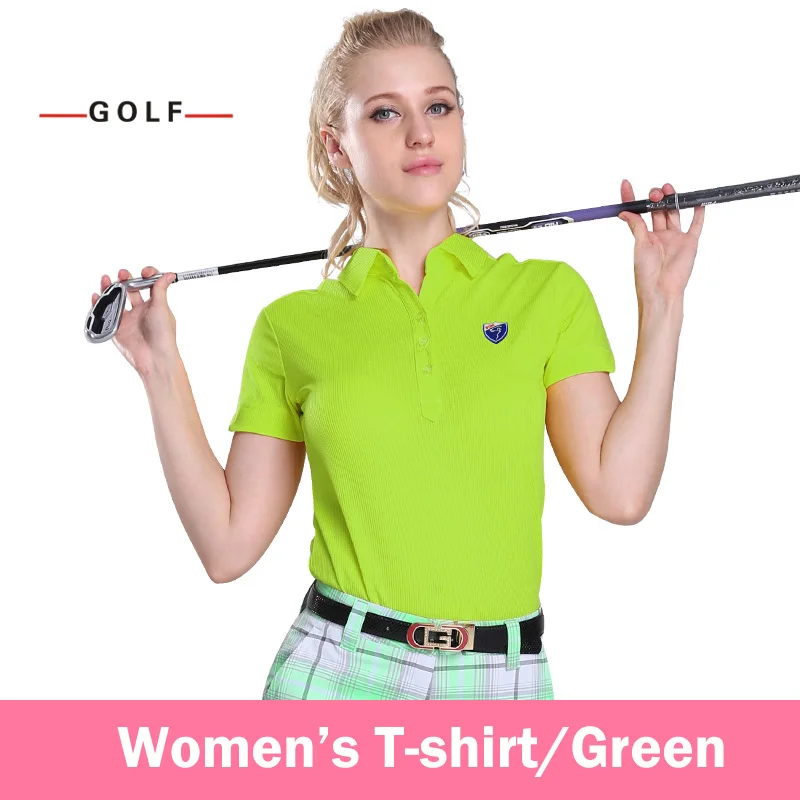 Ladies Golf Clothing Sports Shirts Short Sleeve T shirt Genuine(Green